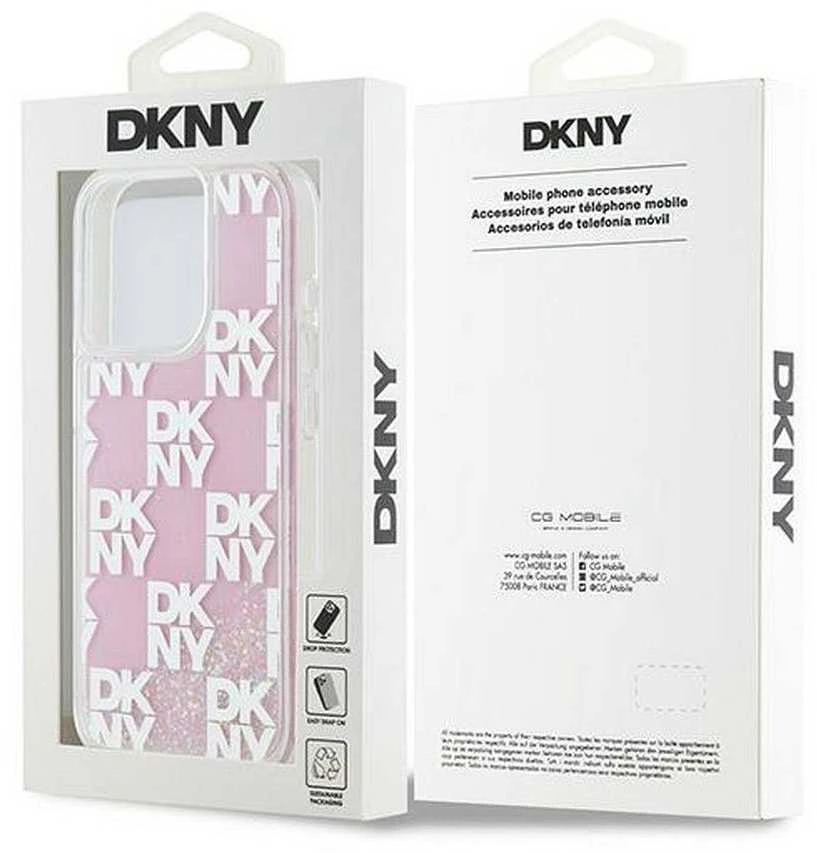Apple iPhone 15 Pro DKNY dėklas Liquid Glitter Multilogo (DKHCP15LLCPEPP) rožinės spalvos