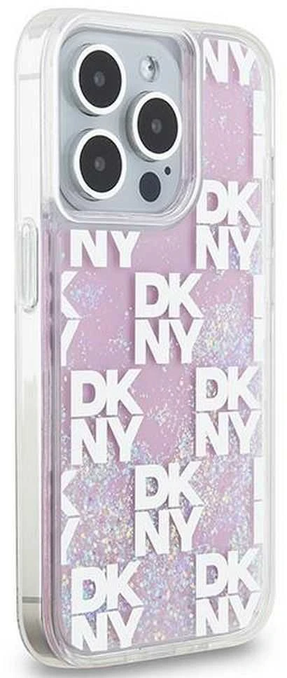 Apple iPhone 15 Pro DKNY dėklas Liquid Glitter Multilogo (DKHCP15LLCPEPP) rožinės spalvos