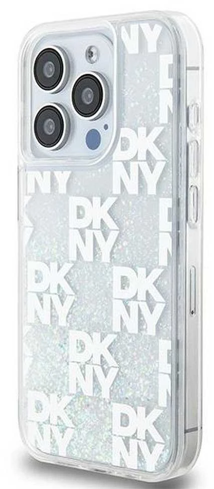 Apple iPhone 15 Pro DKNY dėklas Liquid Glitter Multilogo (DKHCP15LLCPEPT) baltos spalvos
