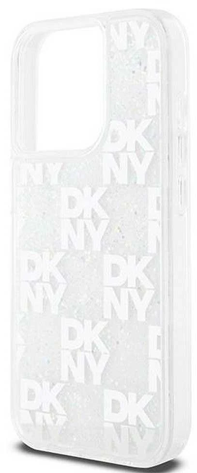 Apple iPhone 15 Pro DKNY dėklas Liquid Glitter Multilogo (DKHCP15LLCPEPT) baltos spalvos