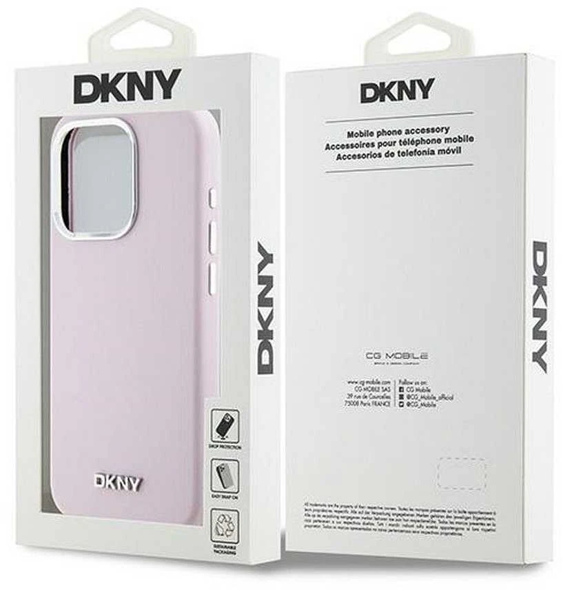 DKNY DKHMP15LSMCHLP Apple iPhone 15 Pro 6.1″ rožinės spalvos kietas dėklas Liquid Silicone Small Metal Logo MagSafe