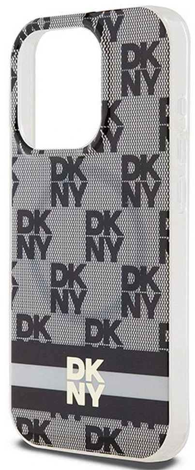 DKNY DKHMP15LHCPTSK Apple iPhone 15 Pro 6.1″ juodos spalvos kietas dėklas IML Checkered Mono Pattern & Printed Strip