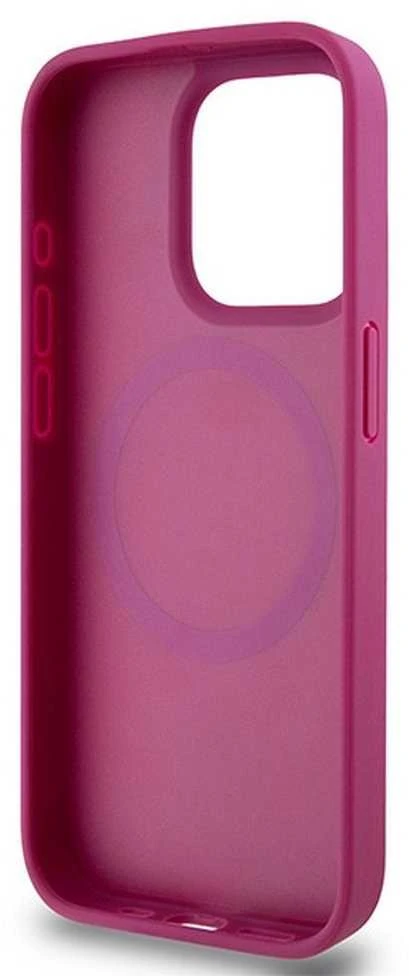 DKNY DKHMP15LPSHRPSP Apple iPhone 15 Pro 6.1 inch rožinės spalvos kietas dėklas Leather Monogram Pattern Metal Logo MagSaf