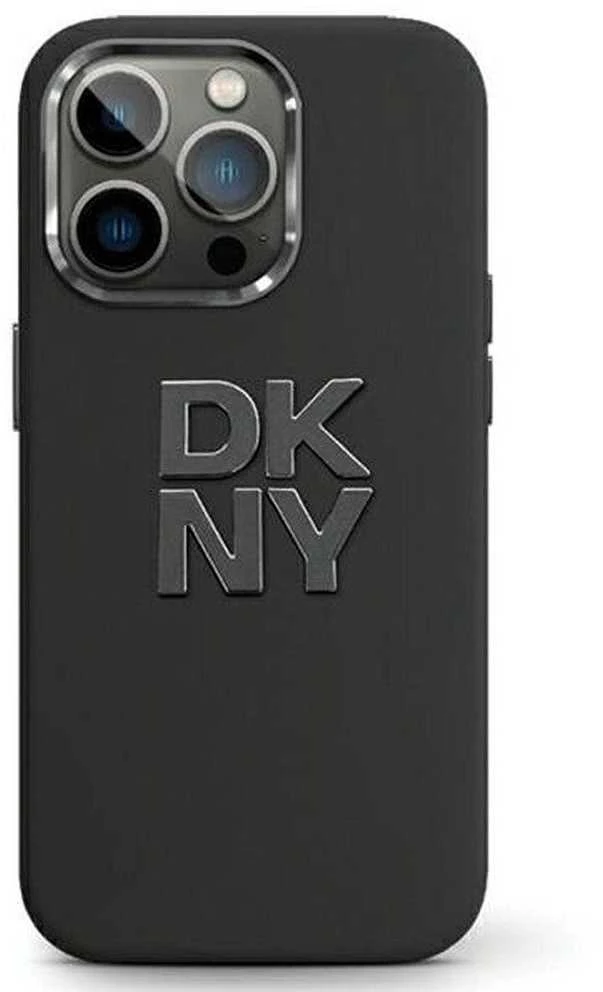 DKNY DKHCP15XSMCBSK Apple iPhone 15 Pro Max 6.7″ juodos spalvos kietas dėklas Liquid Silicone Metal Logo