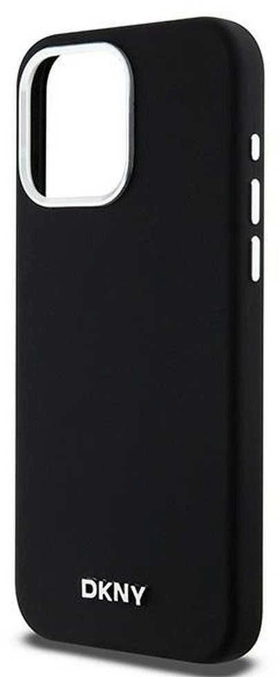 DKNY DKHMP15XSMCHLK Apple iPhone 15 Pro Max 6.7″ juodos spalvos kietas dėklas Liquid Silicone Small Metal Logo MagSafe