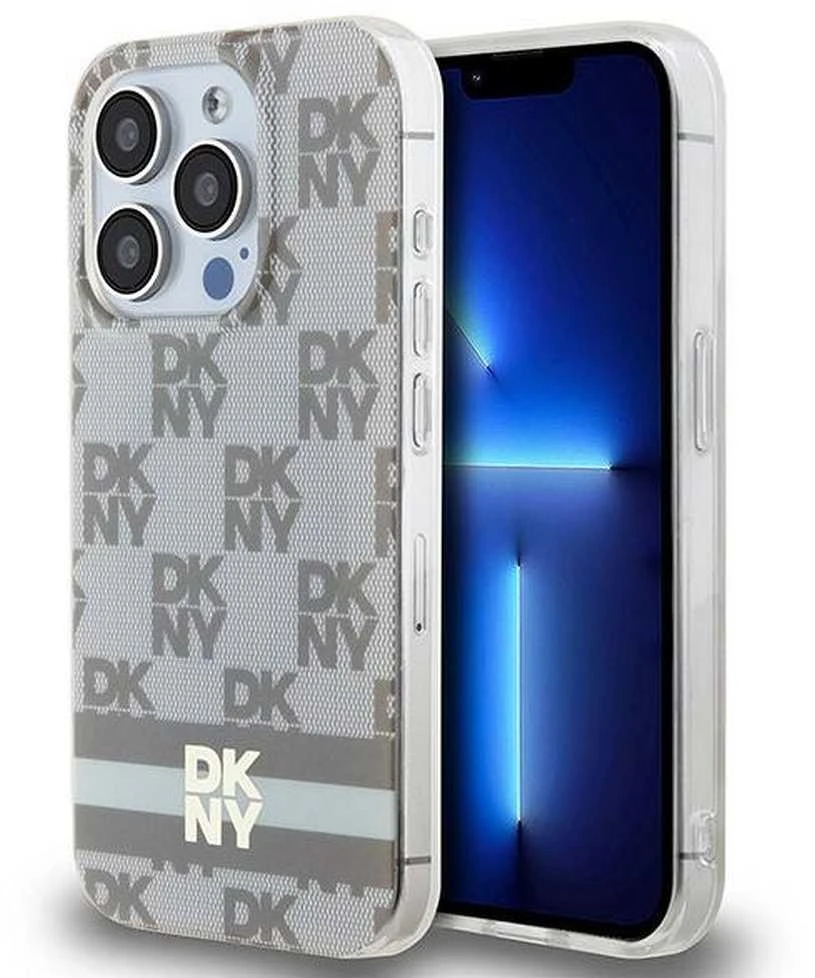 DKNY DKHMP15XHCPTSE Apple iPhone 15 Pro Max 6.7 inch beige kietas dėklas IML Checkered Mono Pattern & Printed S
