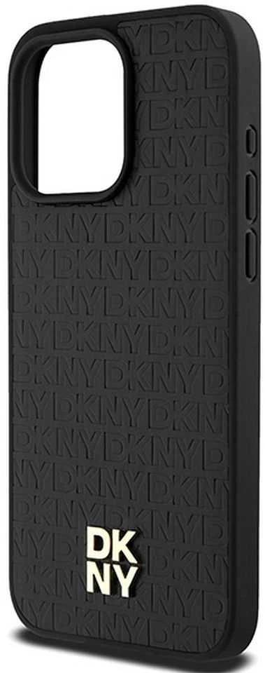 Apple iPhone 15 Pro Max DKNY odinis dėklas Monogram Pattern Metal Logo MagSafe (DKHMP15XPSHRPSK) juodos spalvos