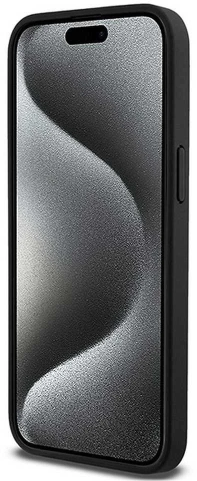 Apple iPhone 15 Pro Max DKNY odinis dėklas Monogram Pattern Metal Logo MagSafe (DKHMP15XPSHRPSK) juodos spalvos