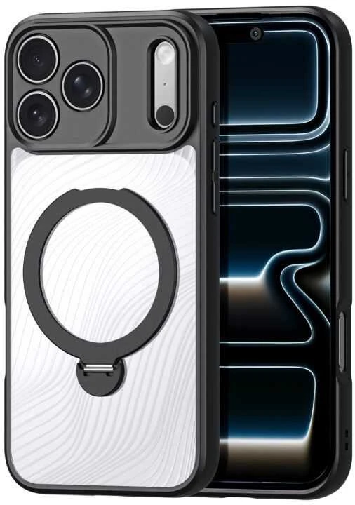 Dux Ducis Aimo Mag dėklas su Magnetic Ring and Stand skirtas Apple iPhone 17 Pro Max – juodos spalvos