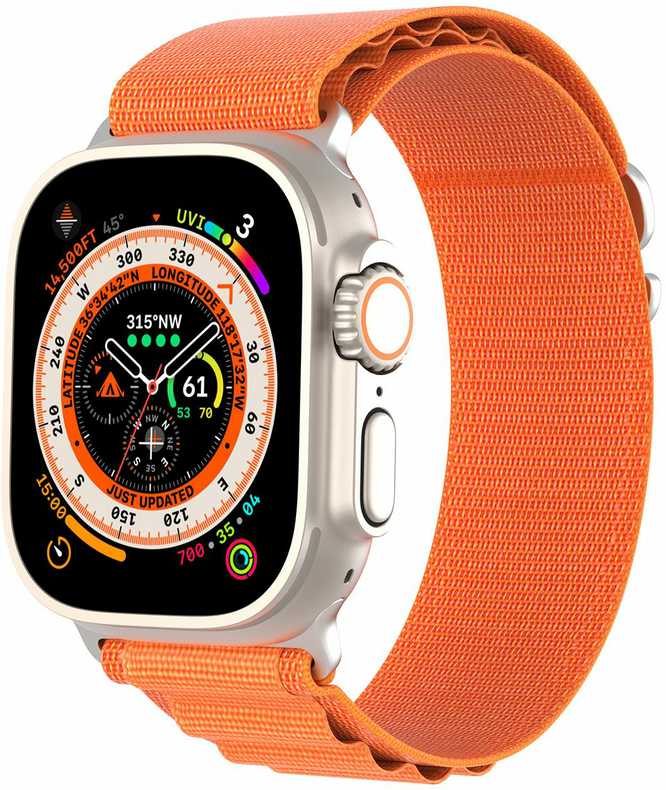Sport apyrankė buckle for Apple Watch Ultra / 9 / 8 / 7 / 6 / SE / 5 / 4 / 3 / 2 / 1 (42, 44, 45, 49 mm) Dux Ducis Apyrankė GS Version - oranžinės spalvos