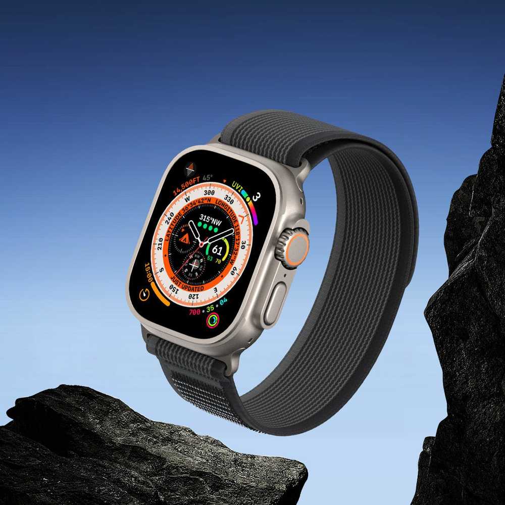 DUX DUCIS apyrankė YJ nylon for Apple Watch 42 / 44 / 45 / 49 mm juodos spalvos pilkos spalvos