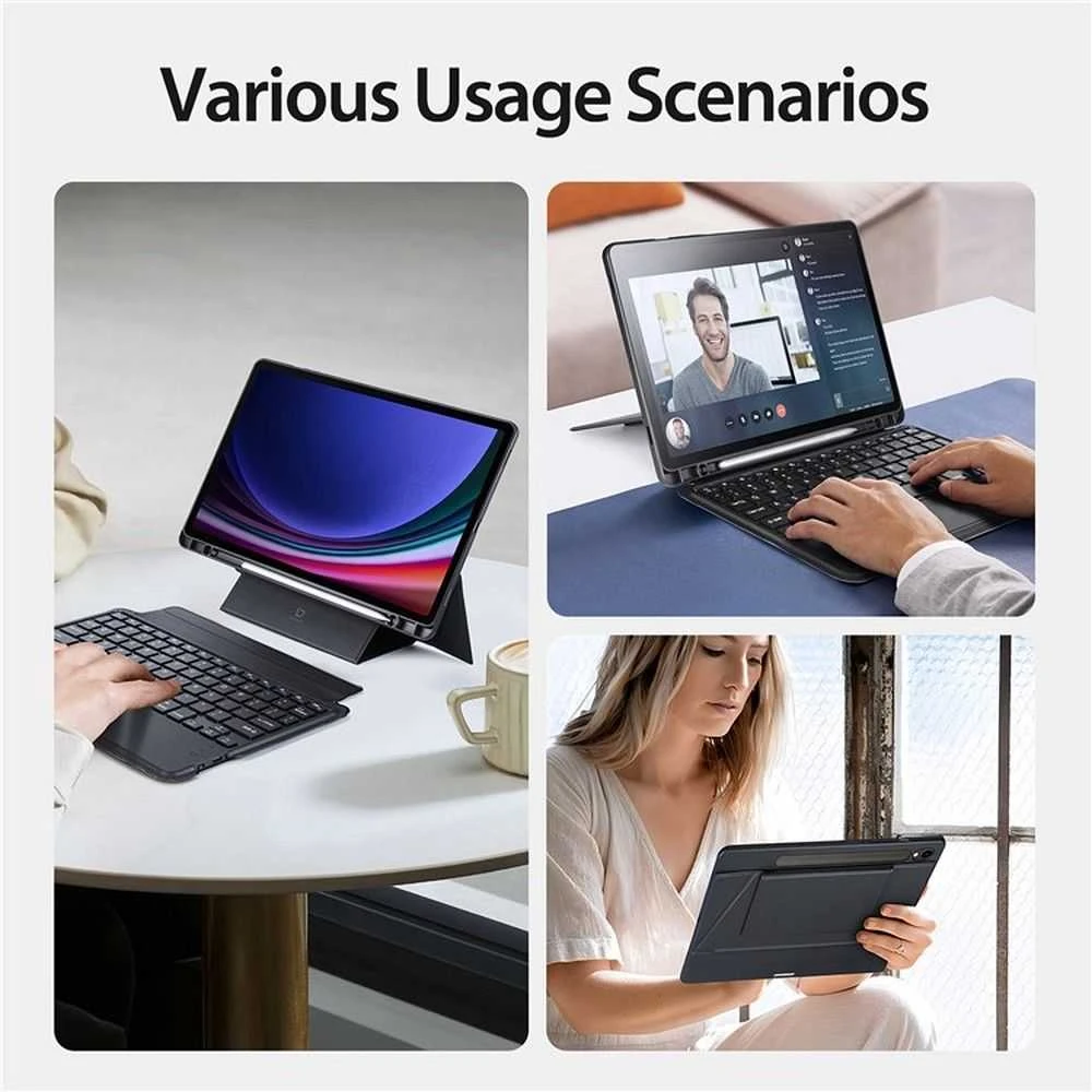 DUX DUCIS dėklas DK sulenkiamas su belaide klaviatūra skirtas Samsung Galaxy Tab S9 juodos spalvos