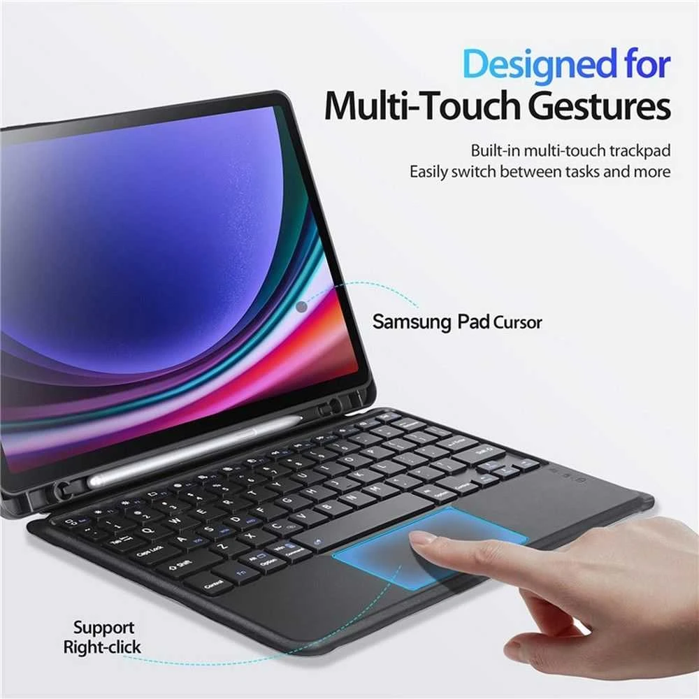 DUX DUCIS dėklas DK sulenkiamas su belaide klaviatūra skirtas Samsung Galaxy Tab S9 juodos spalvos