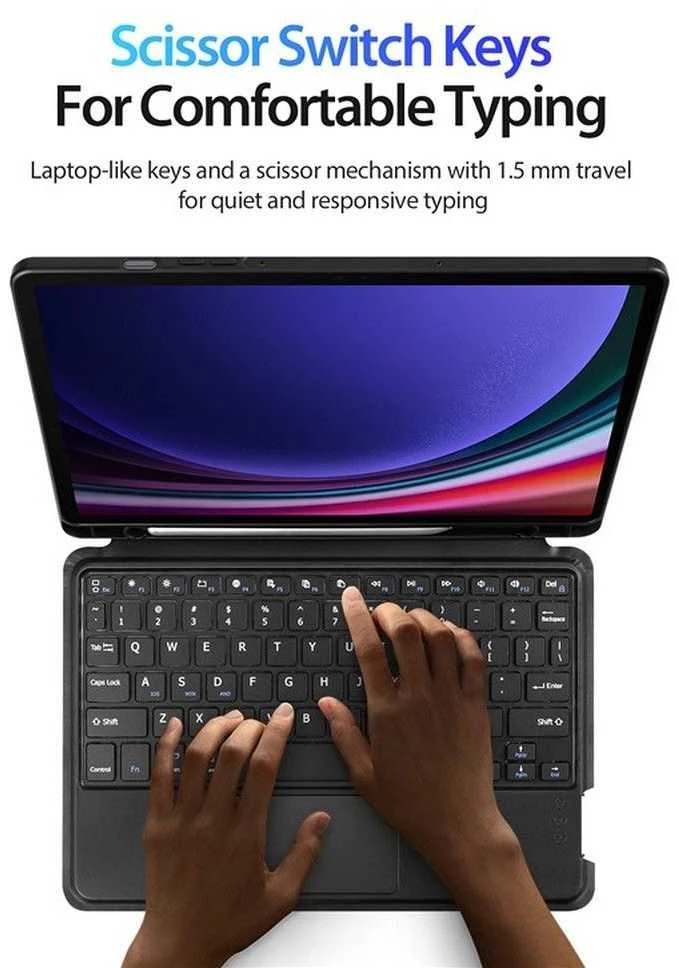 DUX DUCIS dėklas DK sulenkiamas su belaide klaviatūra skirtas Samsung Galaxy Tab S9 juodos spalvos