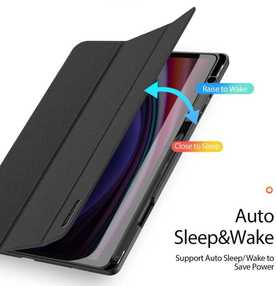 Dux Ducis Domo PU Odinis dėklas with Stand skirtas Samsung Tab S10+ / S9+ / S9 FE+ – juodos spalvos