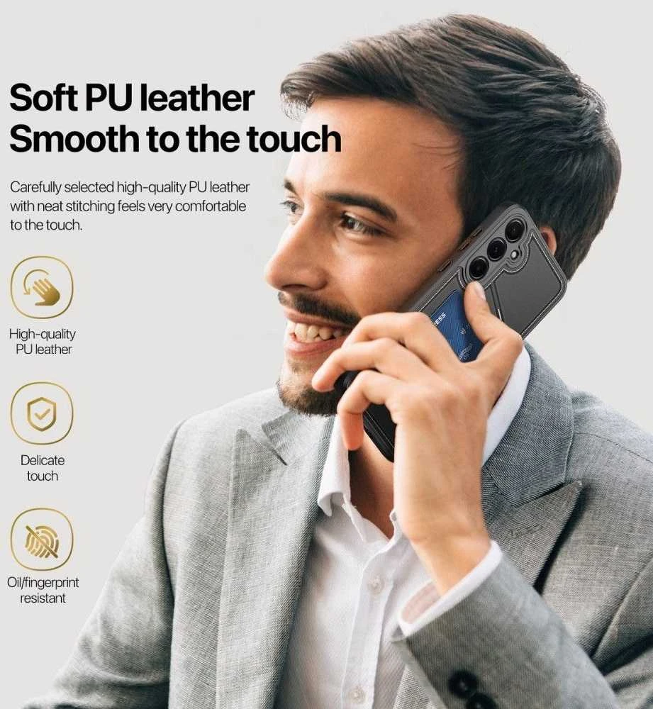Dux Ducis dėklas RAFI II MAG su stoveliu suderinamas su MagSafe skirtas Samsung Galaxy A35 juodos spalvos