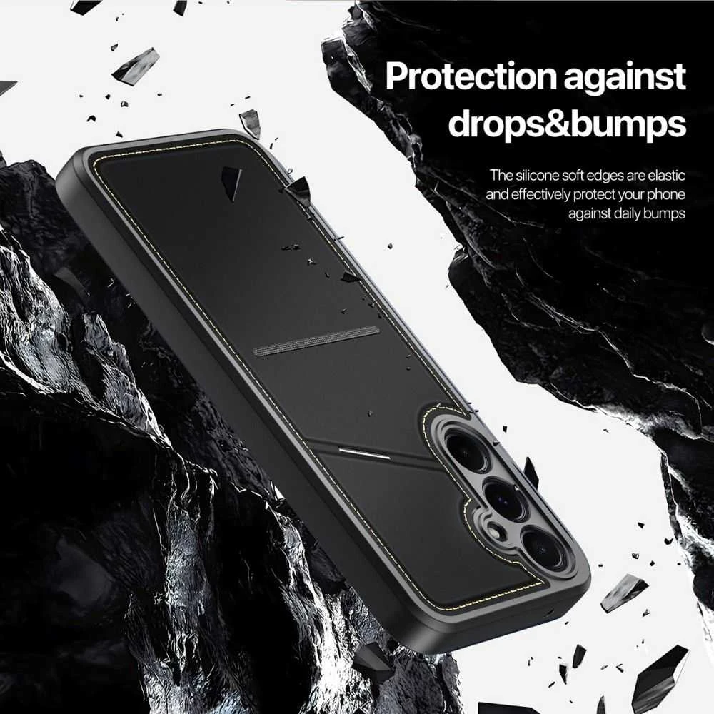 Dux Ducis dėklas RAFI II MAG su stoveliu suderinamas su MagSafe skirtas Samsung Galaxy A35 juodos spalvos