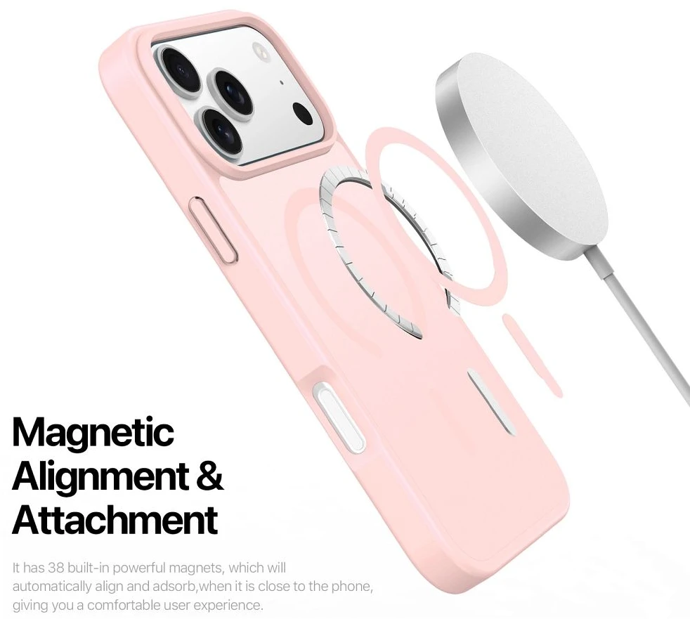 DUX DUCIS dėklas YIND, suderinamas su MagSafe, skirtas iPhone 18 Pro / 17 Pro (atviro žiedo versija) šviesiai rožinė