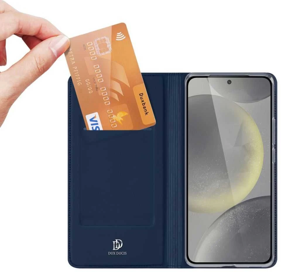 Dux Ducis atverčiamas dėklas SKIN PRO skirtas Samsung Galaxy S24 FE mėlynos splalvos