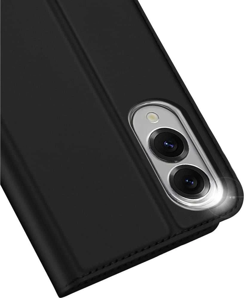 Dux Ducis Skin Pro dėklas skirtas Samsung Galaxy S25 Edge su Flip ir Card Slot - juodos spalvos