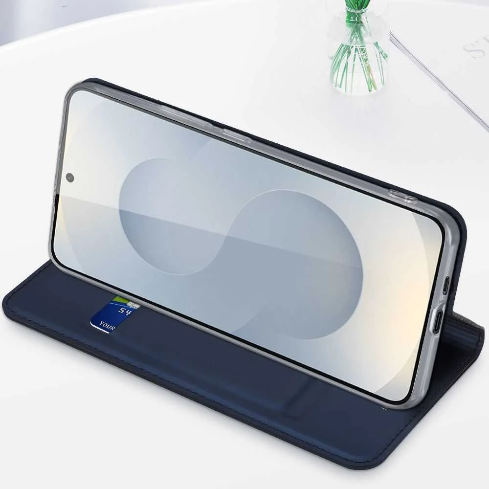 DUX DUCIS wallet dėklas SKIN PRO skirtas Samsung Galaxy S25 Edge mėlynas