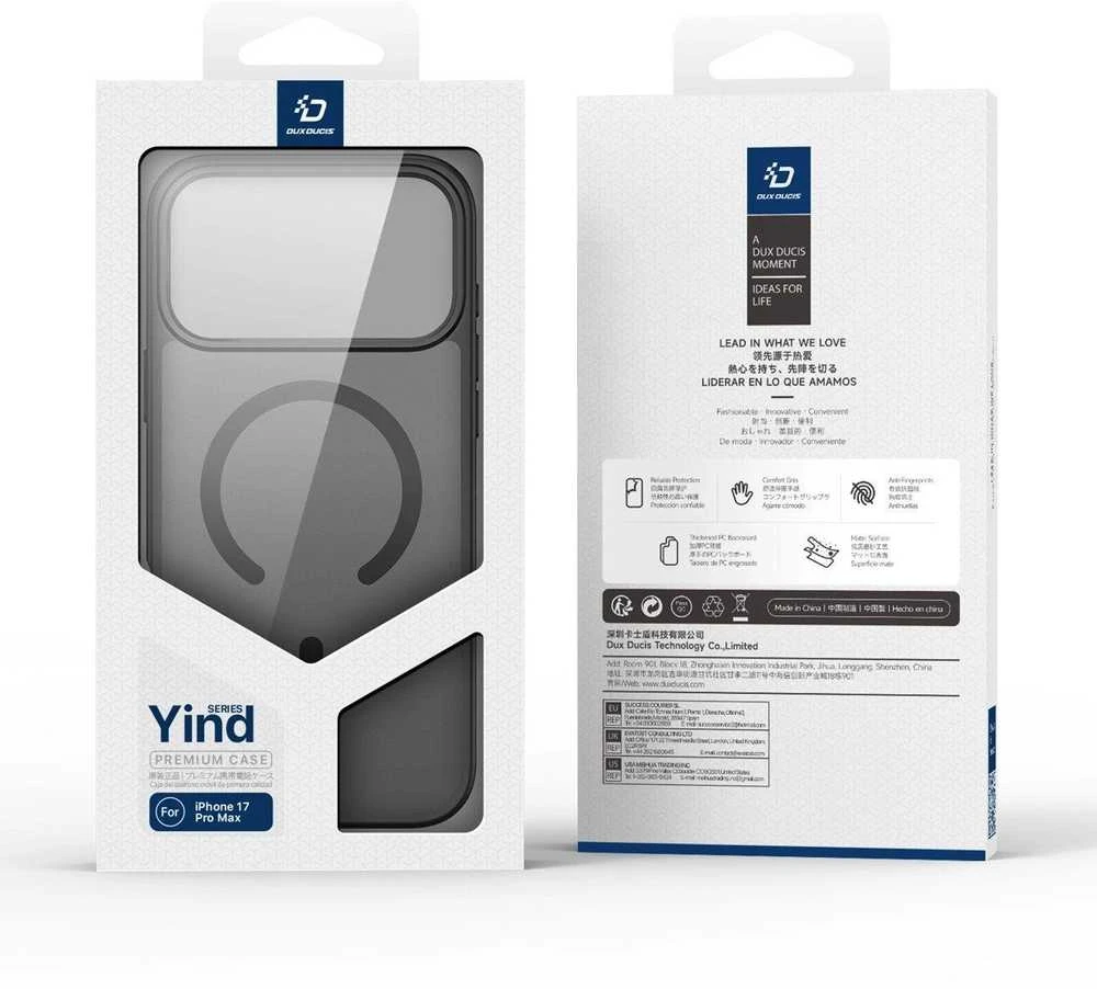 Dux Ducis Yind Apple iPhone 17 Pro Max Dėklas suderinamas su MagSafe – juodos spalvos