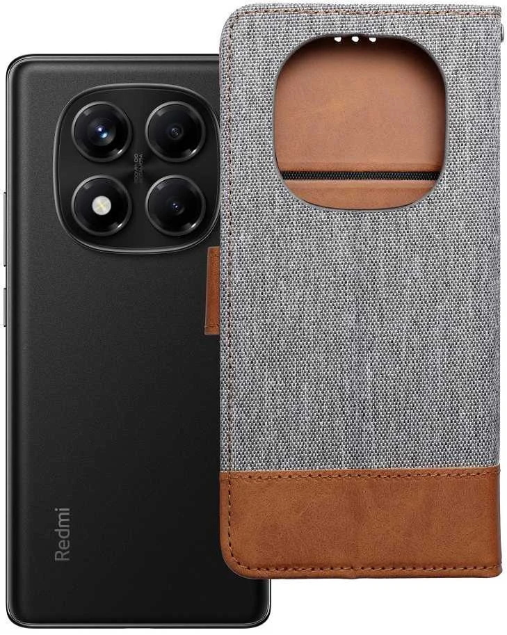Dėklas Oem JEANS Book skirtas Xiaomi Redmi Note 14 PRO 4G pilkos spalvos