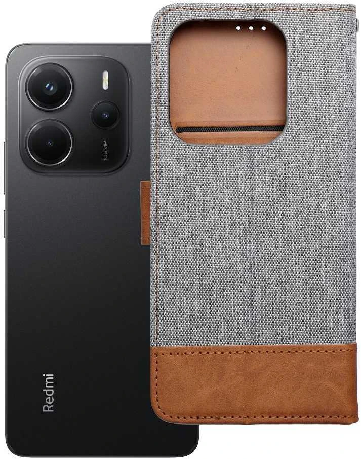 Dėklas Oem JEANS Book skirtas Xiaomi Redmi Note 14 5G pilkos spalvos
