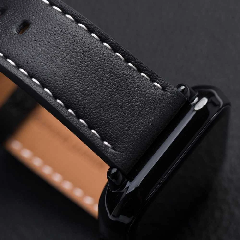 Forcell „Apple Watch“ dirželis AAD90 F-Design FA20 skylučių dirbtinės odos 38/40/41 mm, juodas