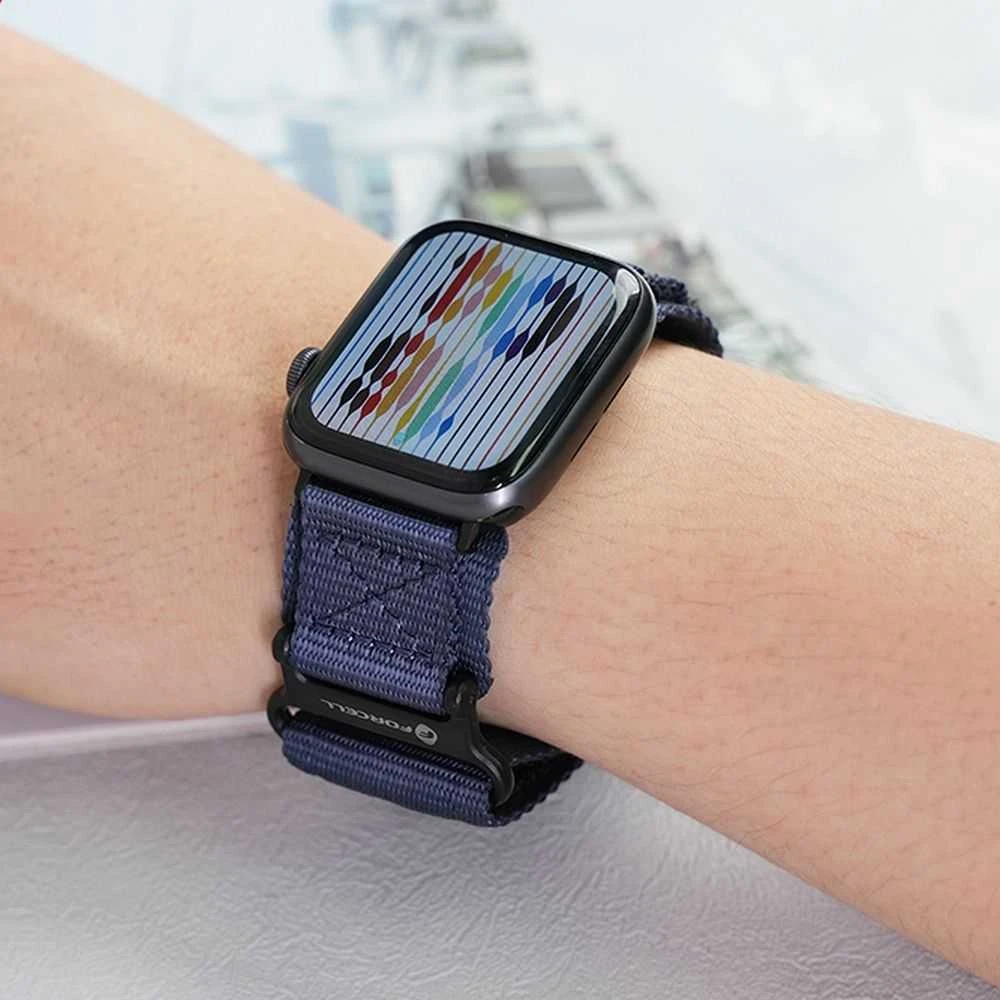 FORCELL F-DESIGN FA05 nylon apyrankė skirta Apple Watch 42 / 44 / 45 / 49 mm mėlynos spalvos