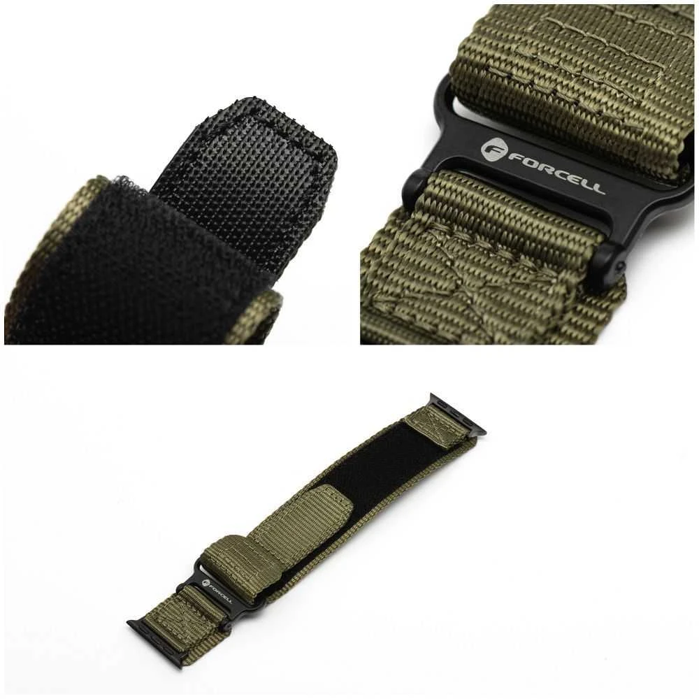 FORCELL F-DESIGN FA05 nylon apyrankė skirta Apple Watch 42 / 44 / 45 / 49 mm žalios spalvos