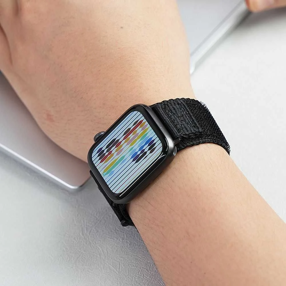 Dirželis ar Apple Watch Forcell F-Design FA05 rzep nailon 42 / 44 / 45 / 49 mm juoda