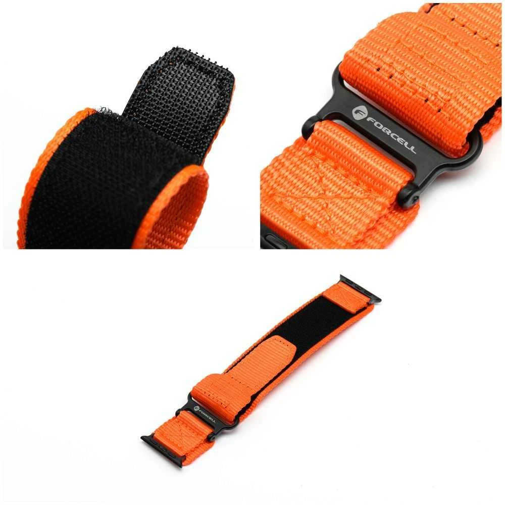 FORCELL F-DESIGN FA05 nylon apyrankė skirta Apple Watch 42 / 44 / 45 / 49 mm oranžinės spalvos
