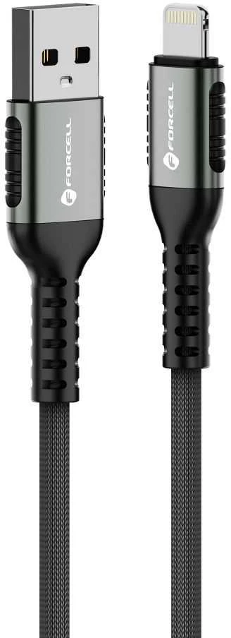 USB A tipo į „Lightning“ tipo laidas Forcell F-Energy 2,4A 12W Cafule 1,2 m C257 juodas