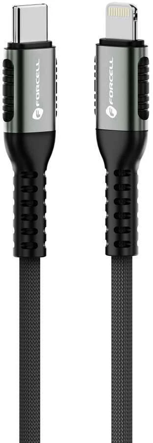 USB C - Lightning laidas Forcell F-Energy PD 3A 27W Cafule 1,2 m C259 juodas
