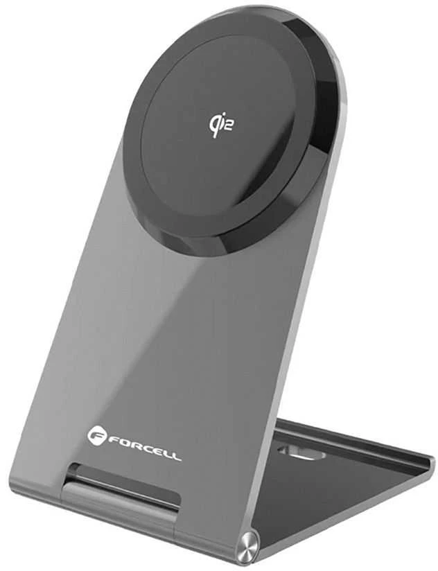 Belaidis įkroviklis Forcell F-Energy Flip Charge USB C Qi2 15W, suderinamas su MagSafe sidabrinis 0INT