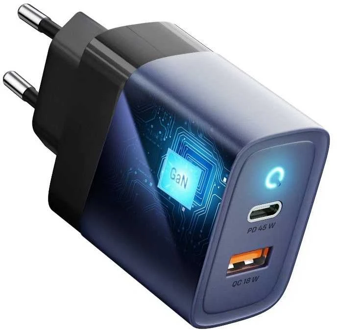 Įkroviklis Forcell F-Energy (1xUSB-C;1xUSB 4A 45W) juodas