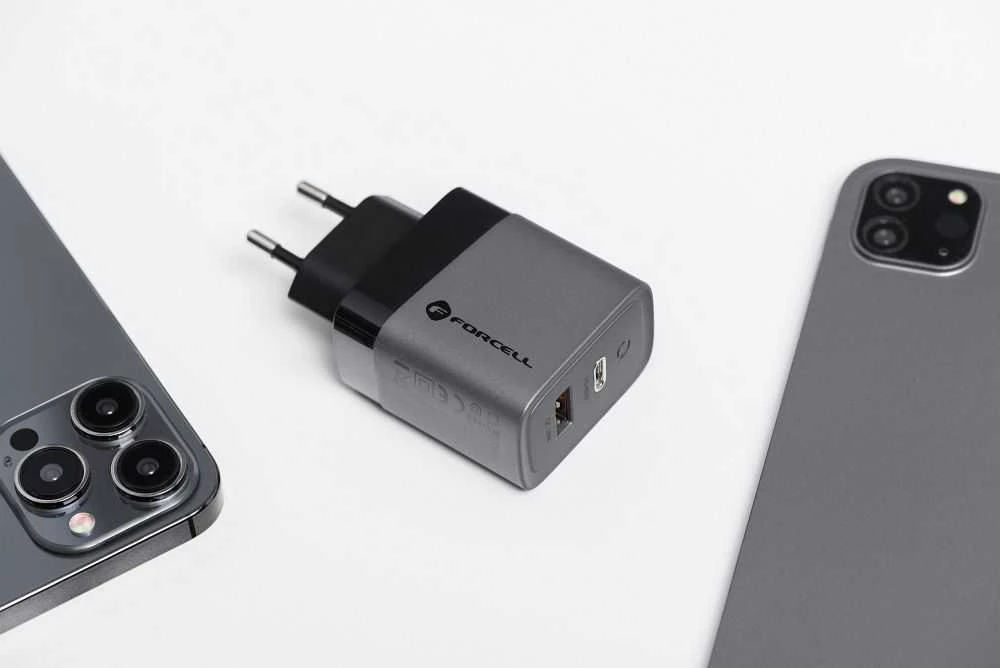 Įkroviklis Forcell F-Energy (1xUSB-C;1xUSB 4A 45W) juodas