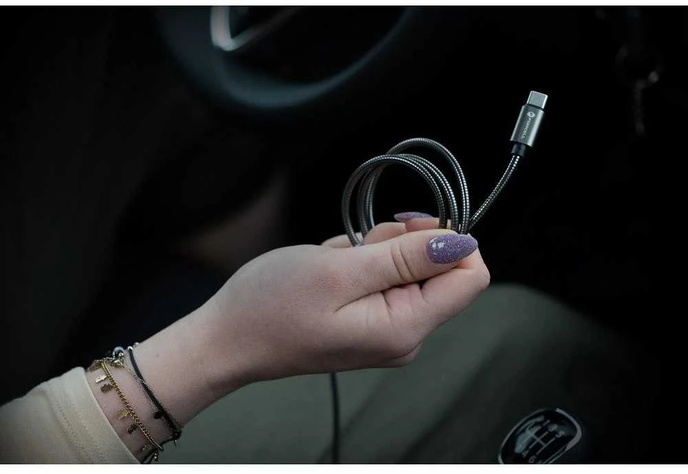 USB kabelis Forcell (C239) "USB-C (Type-C) to USB-C (Type-C)" (100W 5A) sidabrinis 1M