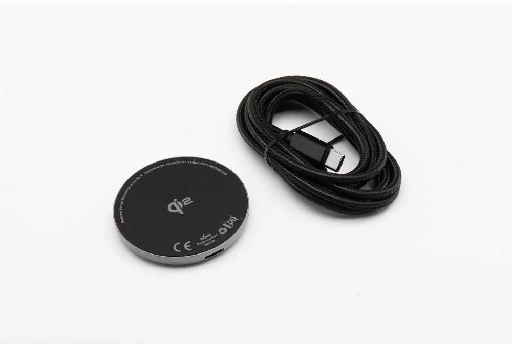 Belaidis įkroviklis Forcell F-Energy Smart Charge USB C Qi2 15W, suderinamas su MagSafe, su nuimamu laidu, 1,5 m ilgio, sidabrinis