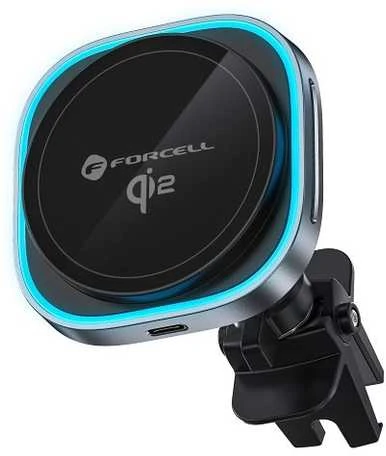 Belaidis automobilinis telefono laikiklis, suderinamas su „Magsafe Forcell F-Grip Air Mag F-07 Qi2 15W“ oro išleidimo angos sidabrinas
