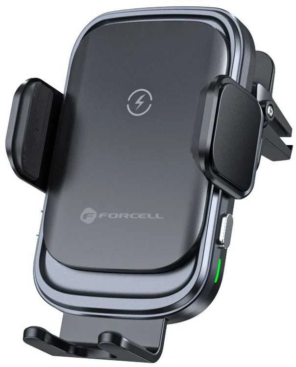 Belaidis automobilio telefono laikiklis Forcell F-Grip Grand F-24 15W oro išleidimo angos sidabrinis