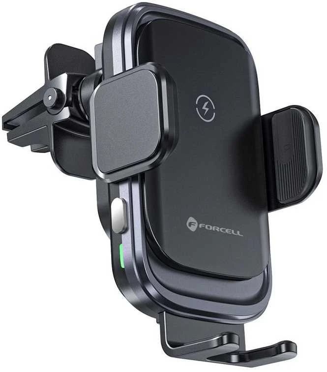 Belaidis automobilio telefono laikiklis Forcell F-Grip Grand F-24 15W oro išleidimo angos sidabrinis