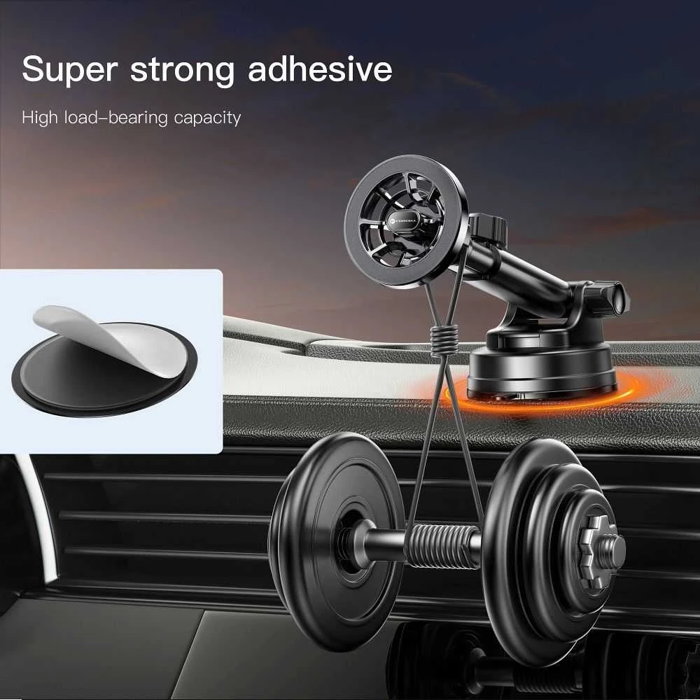 Magnetinis automobilio telefono laikiklis, suderinamas su „Magsafe Forcell F-Grip PrecisionX“ priekiniu stiklu / prietaisų skydeliu / ventiliacijos angomis (juodas)