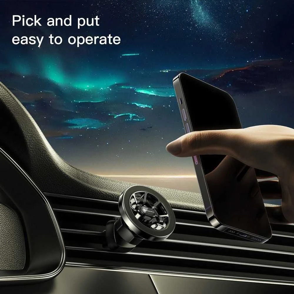 Magnetinis automobilio telefono laikiklis, suderinamas su „Magsafe Forcell F-Grip PrecisionX“ priekiniu stiklu / prietaisų skydeliu / ventiliacijos angomis (juodas)