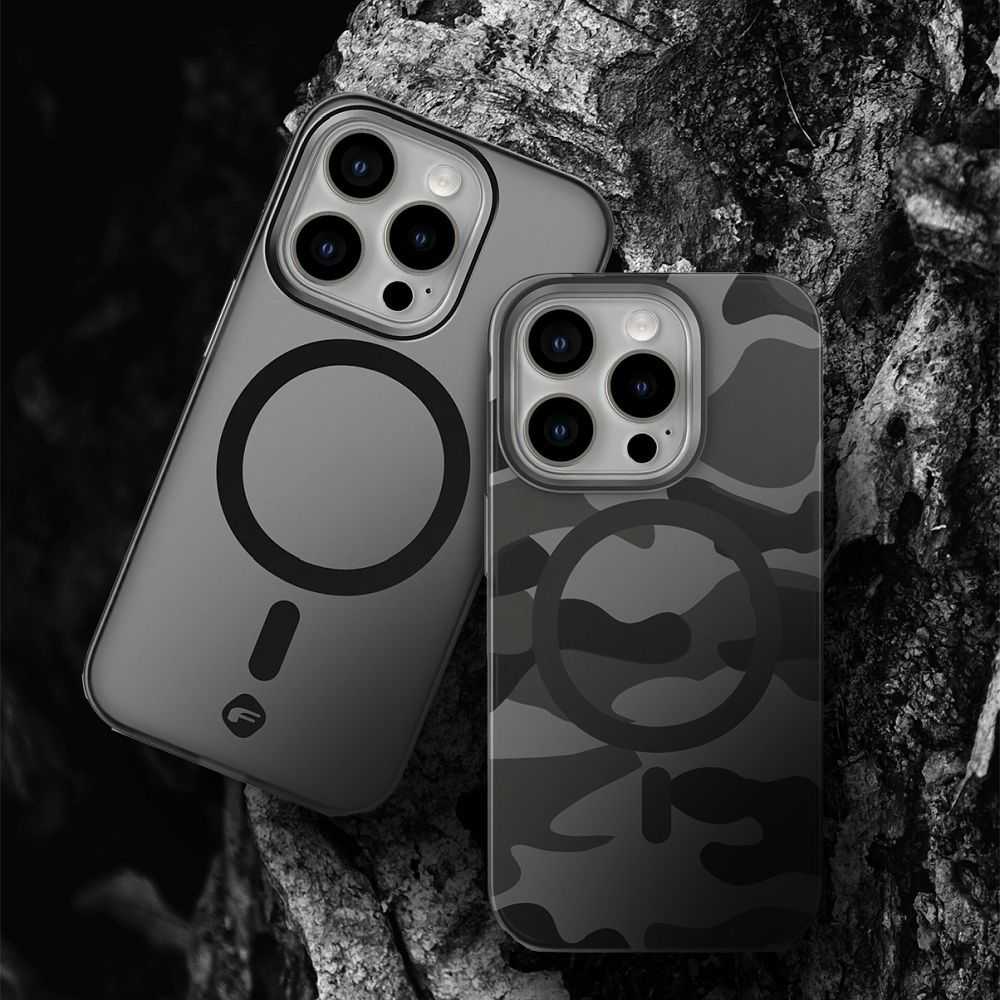 Dėklas FORCELL F-PROTECT lygiai su Dual Layer 4D technologija, Military Drop-Test suderinamas su MagSafe skirtas Samsung Galaxy S25 PLUS cyber pilkas
