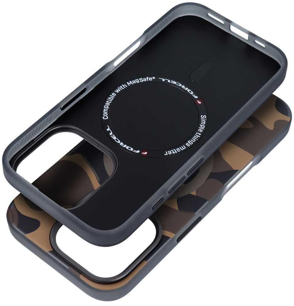 Dėklas FORCELL F-PROTECT lygiai su dviejų sluoksnių 4D technologija, Military Drop-Test suderinamas su MagSafe skirtas Samsung Galaxy S25 PLUS dykumos kameros