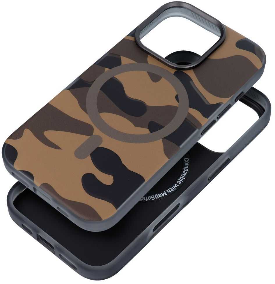 Dėklas FORCELL F-PROTECT lygiai su dvigubo sluoksnio 4D technologija, Military Drop-Test suderinamas su MagSafe skirtas Samsung Galaxy S25 desert camo