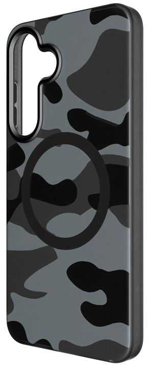 Dėklas FORCELL F-PROTECT Levels with Dual Layer 4D technology, Military Drop-Test suderinamas su MagSafe skirtas Samsung Galaxy S25 PLUS juodos spalvos camo