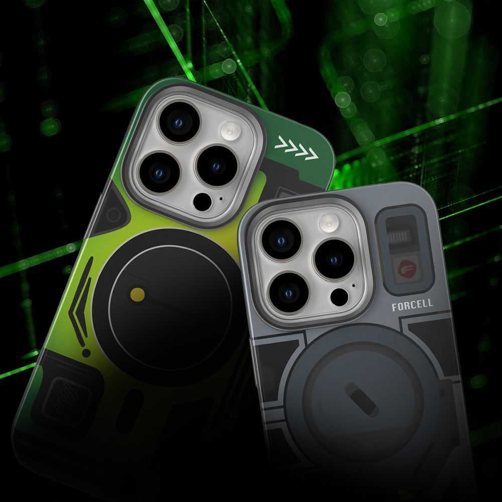 Dėklas FORCELL F-PROTECT Levels with Dual Layer 4D technology, Military Drop-Test suderinamas su MagSafe skirtas Samsung Galaxy S25 PLUS cyber žalios spalvos
